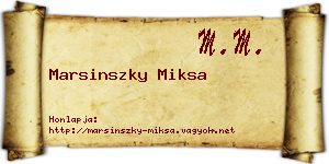 Marsinszky Miksa névjegykártya